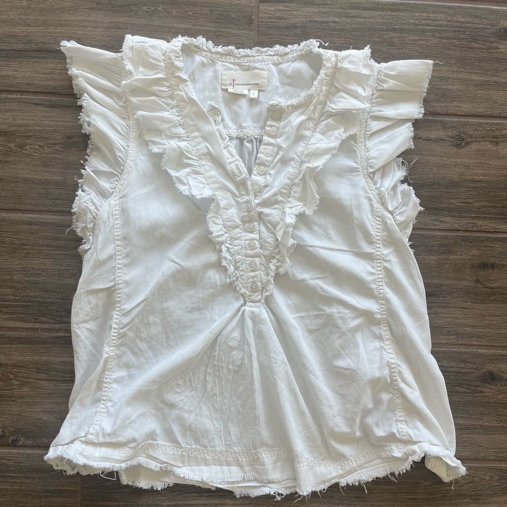 Anthropologie ruffle button up top